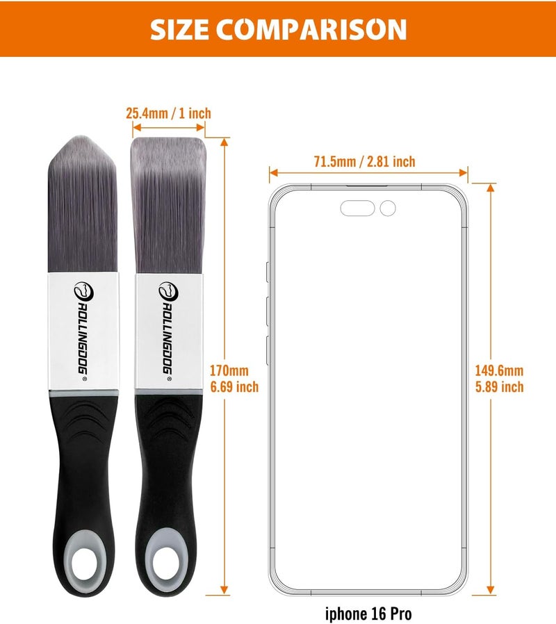Rolling Dog Paint Brush for Trim - Edging Paint Brush 2PC, 1PC Triangular Brush and 1PC Square Trim Brush, Cut in, Edger, Corner, Sash Painting - Image 4